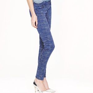 J. CREW TOOTHPICK basket weave blue white jeans size 24